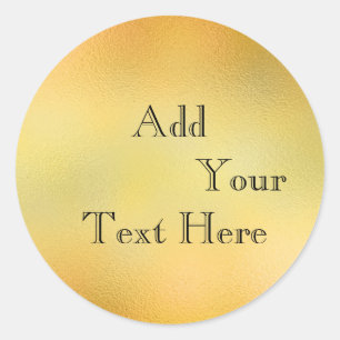Gold Glass Foil Faux Glitter Customise Classic Classic Round Sticker