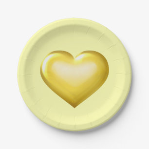 Gold Glass Heart Paper Plate