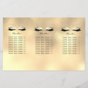 Gold Glass Makeup Eyes Lashes DL 3 Leaflet Flyer