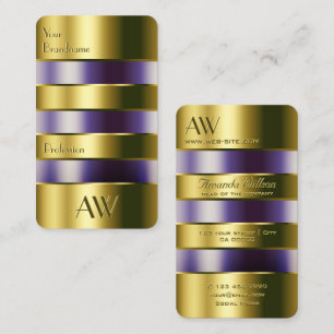 Gold Glass Purple Liquids Faux Engraving Letters Business Card