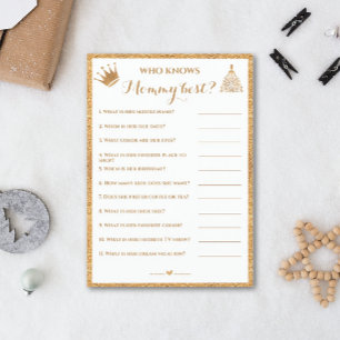 Gold Gliter Princess Baby Shower Who knows Mummy Flyer