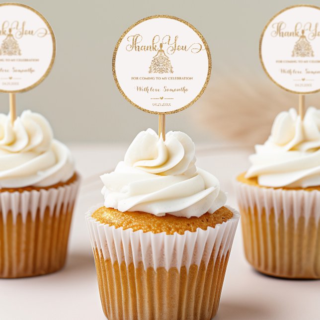 Gold Gliter Princess  Girl Baby Shower Thank You Classic Round Sticker (Creator Uploaded)