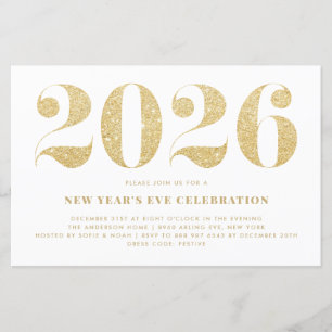 Gold Glitter 2023 New Year's Eve Party Invitation