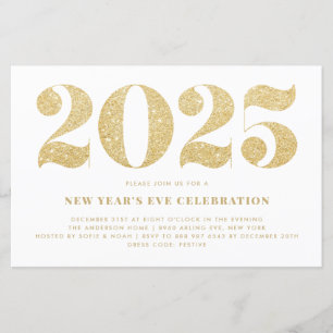 Gold Glitter 2023 New Year's Eve Party Invitation