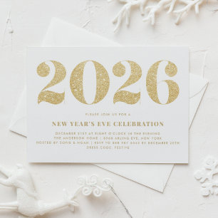 Gold Glitter 2024 New Year's Eve Party Invitation