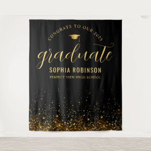 Gold Glitter 2025 Graduate Graduation Party Tapestry