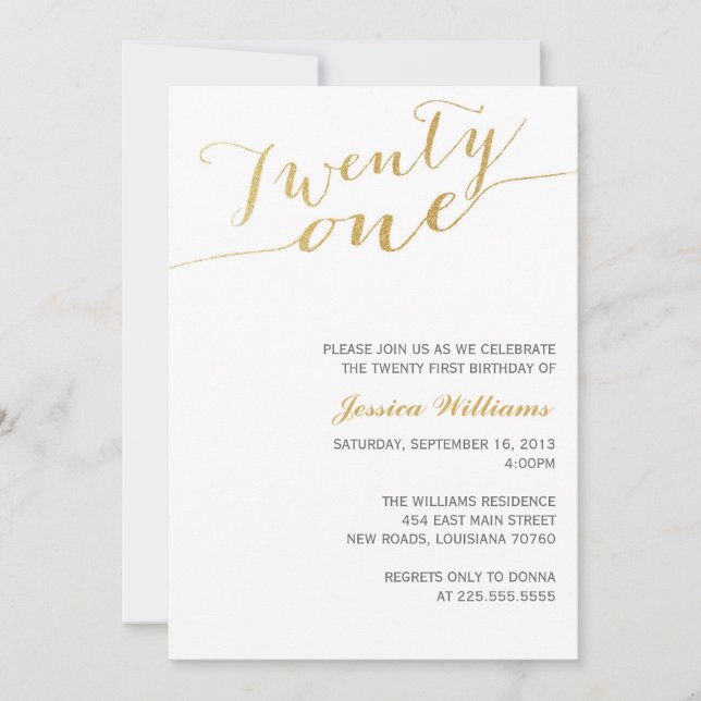 Gold Glitter 21st Birthday Party Invitation (Front)