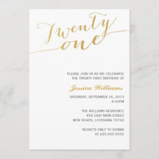 Gold Glitter 21st Birthday Party Invitation