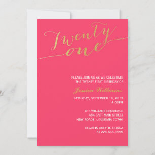 Gold Glitter 21st Birthday Party Invitation