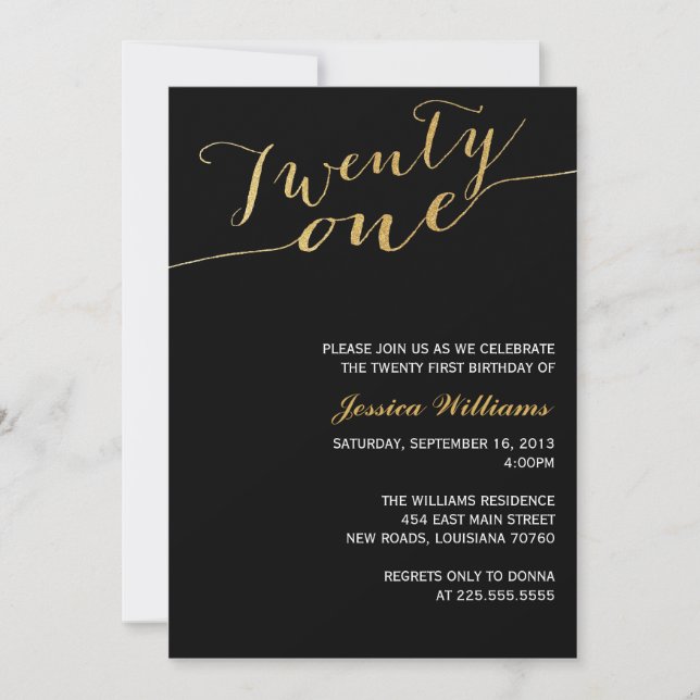 Gold Glitter 21st Birthday Party Invitation (Front)