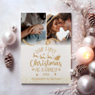 Gold Glitter 2 Photo Christmas Holiday Card