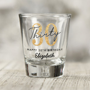 Gold Glitter 30th Birthday Shot Glass