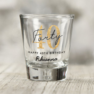 Gold Glitter 40th Birthday Shot Glass