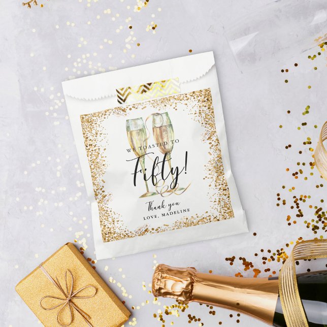 Gold Glitter 50th Birthday  Favour Bags (Creator Uploaded)