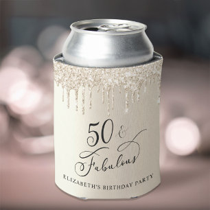 Gold Glitter 50th Birthday Party Can Cooler