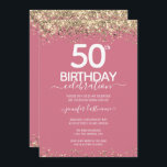 Gold Glitter 50th Birthday Party Invitation<br><div class="desc">Elegant Faux gold glitter with shimmering confetti highlights on the top and bottom border. All text is adjustable and easy to change for your own party needs. Great elegant 50th birthday template design.</div>