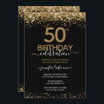 Gold Glitter 50th Birthday Party Invitation<br><div class="desc">Elegant Faux gold glitter with shimmering confetti highlights on the top and bottom border. All text is adjustable and easy to change for your own party needs. Great elegant 50th birthday template design.</div>