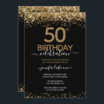 Gold Glitter 50th Birthday Party Invitation<br><div class="desc">Elegant Faux gold glitter with shimmering confetti highlights on the top and bottom border. All text is adjustable and easy to change for your own party needs. Great elegant 50th birthday template design.</div>