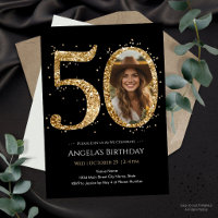 Gold Glitter 50th Birthday Photo