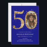 Gold Glitter 50th Birthday Photo Invitation<br><div class="desc">50th Birthday Gold Glitter Photo party template. Available as a digital download printable.
Custom,  personalized,  editable download</div>