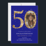 Gold Glitter 50th Birthday Photo Invitation<br><div class="desc">50th Birthday Gold Glitter Photo party template. Available as a digital download printable.
Custom,  personalized,  editable download</div>