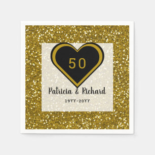 Gold Glitter 50th Wedding Anniversary Napkin