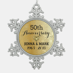 Gold Glitter 50th Wedding Anniversary Ornament
