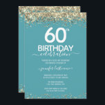 Gold Glitter 60th Birthday Party Invitation<br><div class="desc">Elegant Faux gold glitter with shimmering confetti highlights on the top and bottom border. All text is adjustable and easy to change for your own party needs. Great elegant 60th birthday template design.</div>