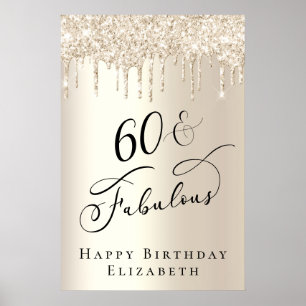 Gold Glitter 60th Birthday Party Poster