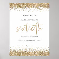 Gold Glitter 60th Birthday Party Welcome Poster