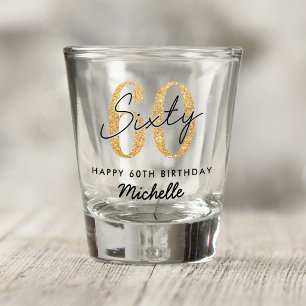 Gold Glitter 60th Birthday Shot Glass