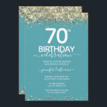 Gold Glitter 70th Birthday Party Invitation<br><div class="desc">Elegant Faux gold glitter with shimmering confetti highlights on the top and bottom border. All text is adjustable and easy to change for your own party needs. Great elegant 70th birthday template design.</div>