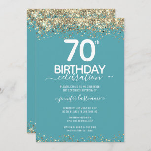 Gold Glitter 70th Birthday Party Invitation