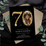 Gold Glitter 70th Birthday Photo Invitation<br><div class="desc">70th Birthday Gold Glitter Photo party template. Available as a digital download printable.
Custom,  personalised,  editable download</div>