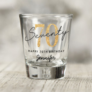 Gold Glitter 70th Birthday Shot Glass