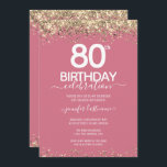 Gold Glitter 80th Birthday Party Invitation<br><div class="desc">Elegant Faux gold glitter with shimmering confetti highlights on the top and bottom border. All text is adjustable and easy to change for your own party needs. Great elegant 80th birthday template design.</div>
