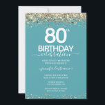 Gold Glitter 80th Birthday Party Invitation<br><div class="desc">Elegant Faux gold glitter with shimmering confetti highlights on the top and bottom border. All text is adjustable and easy to change for your own party needs. Great elegant 80th birthday template design.</div>