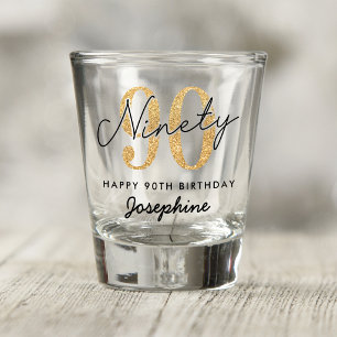 Gold Glitter 90th Birthday Shot Glass