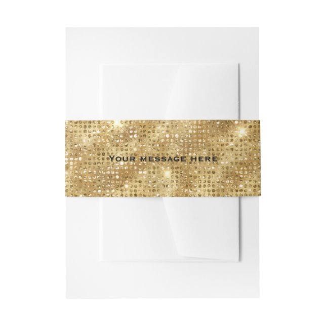 Gold Glitter Add Your Own Text Invitation Belly Band (Front Example)