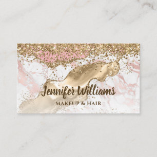 Gold Glitter Agate Modern Elegant Makeup Hair Chic Business Card