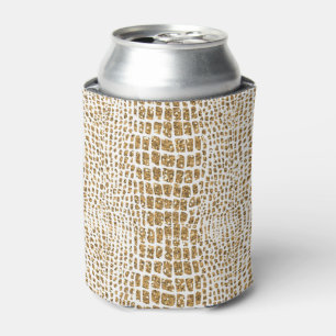 Gold Glitter Alligator Print Can Cooler