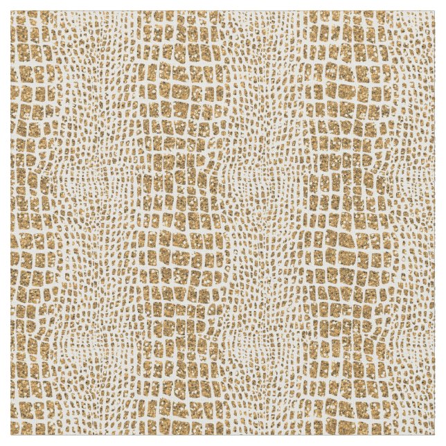 Gold Glitter Alligator Print Fabric (Close Up)