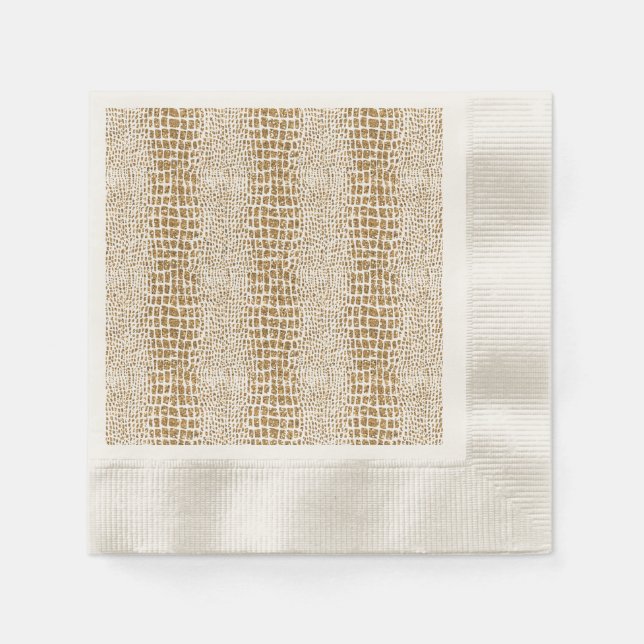 Gold Glitter Alligator Print Napkin (Front)
