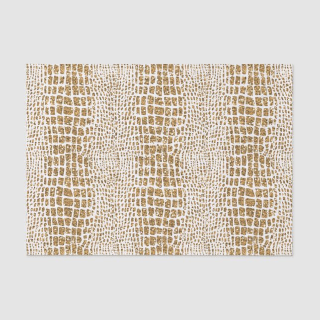 Gold Glitter Alligator Print Tissue Paper (Front)