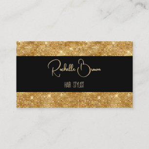 Gold Glitter and Black Business Card