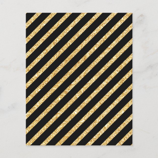Gold Glitter and Black Diagonal Stripes Pattern Flyer (Front)