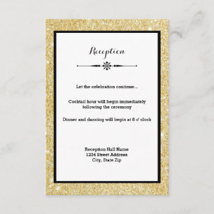 Gold Glitter and Black Frame-Reception Invitation