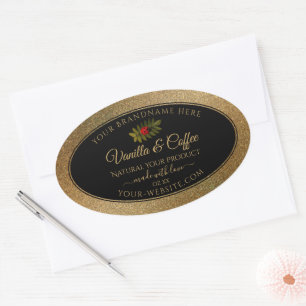 Gold Glitter and Black Product Labels Cute Ladybug