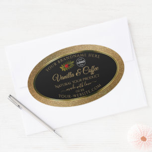 Gold Glitter and Black Product Labels Ladybug Logo