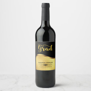 Gold Glitter And Damask Wine Label